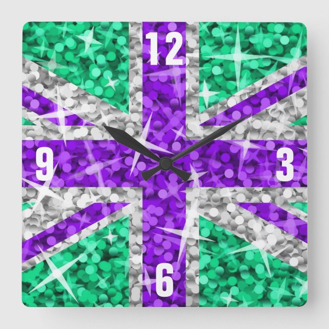 Glitz UK Purple 'Numbers' clock square (Front)