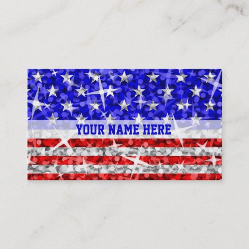 Customizable Glitz USA stripe business card template