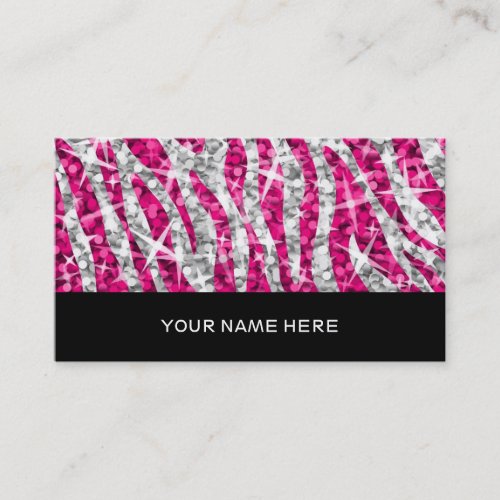 Glitz Zebra Pink business card black