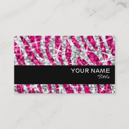 Glitz Zebra Pink  Business Card Black Stripe