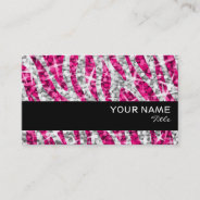Glitz Zebra Pink  Business Card Black Stripe at Zazzle