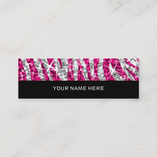 Glitz Zebra Pink business card skinny black (Front)