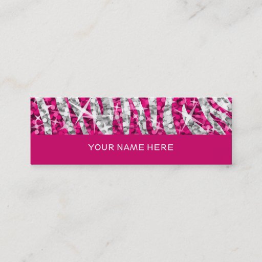 Customizable Glitz Zebra Pink business card skinny pink