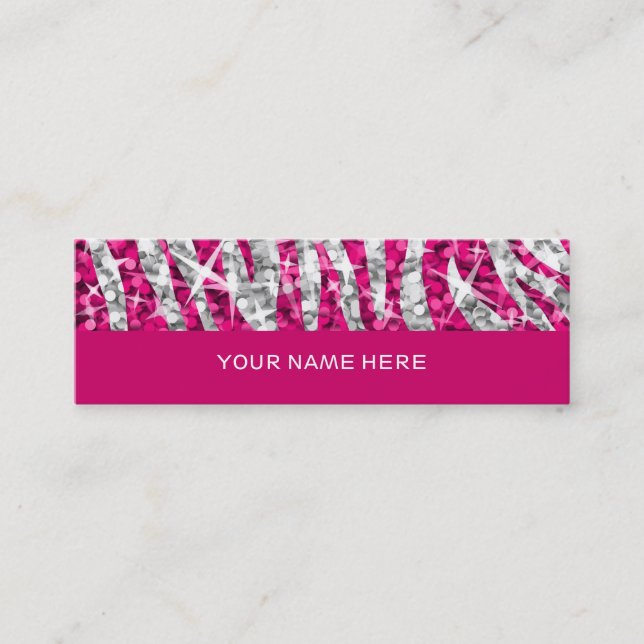 Glitz Zebra Pink business card skinny pink (Front)
