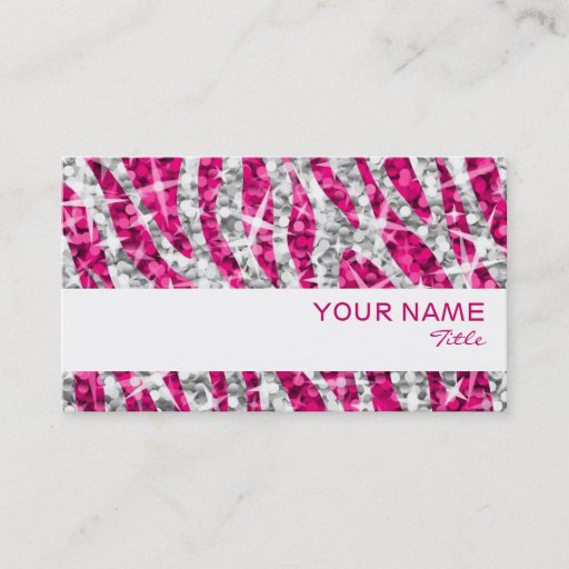 Customizable Glitz Zebra Pink business card white stripe