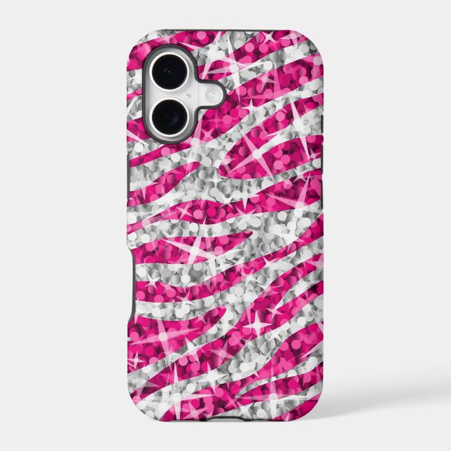 Glitz Zebra Pink iPhone case (horizontal) (Back)