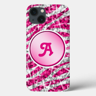 Glitz Zebra Pink print monogram pink iPhone 13 Case