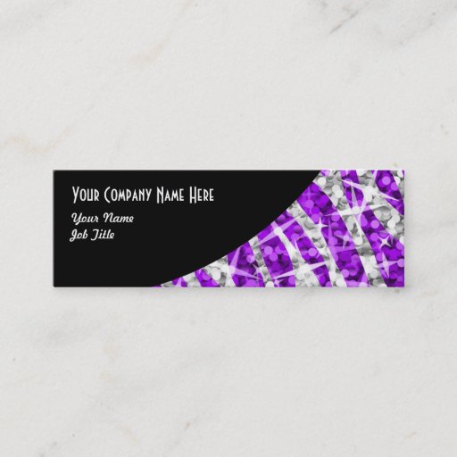 Customizable Glitz Zebra Purple Black Curve skinny Business Cards