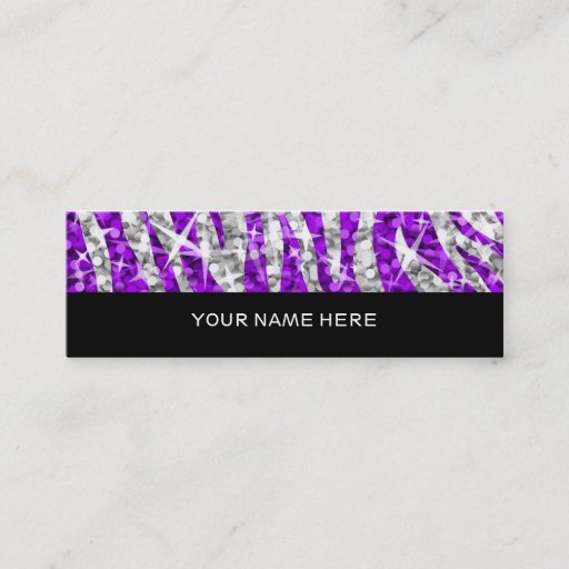 Customizable Glitz Zebra Purple business card skinny black