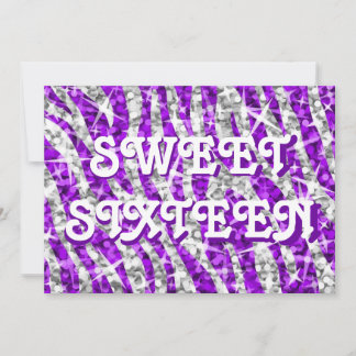 Glitz Zebra Purple 'Sweet Sixteen' invitation