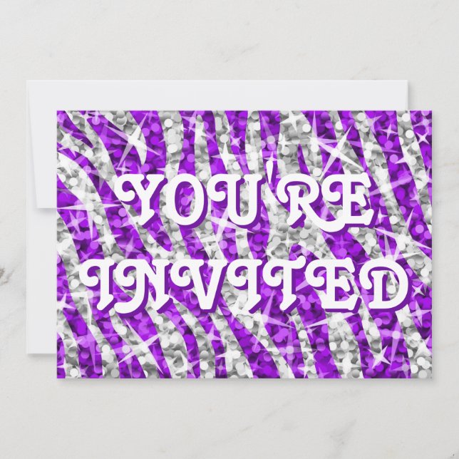 Glitz Zebra Purple 'You're Invited' invitation (Front)