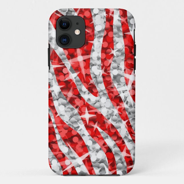 Glitz Zebra Red iPhone vertical tough Case-Mate iPhone Case (Back)