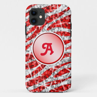 Glitz Zebra Red monogram iPhone red 11 Case
