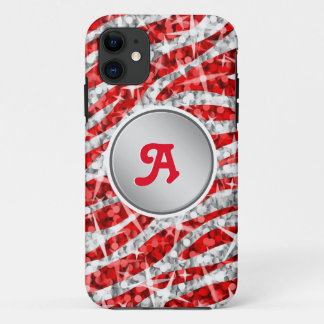 Glitz Zebra Red monogram iPhone "silver" 11 Case