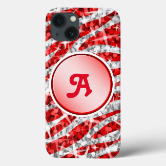 Glitz Zebra Red print monogram red iPhone 13 Case