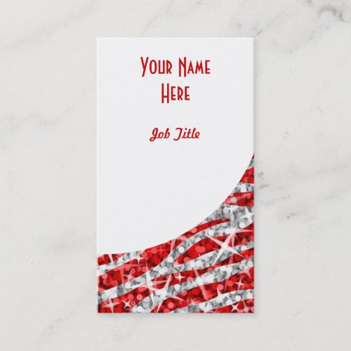 Glitz Zebra Red white curve portrait Business Card Templates