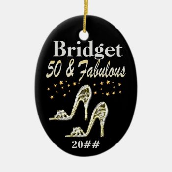 Glitzy 50th Dated & Personalized Ornament by JLPBirthday at Zazzle