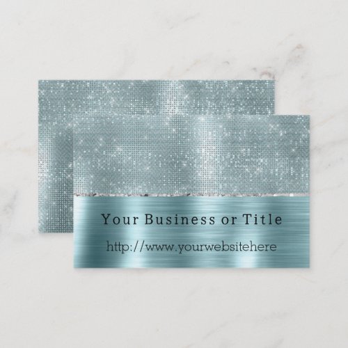 Glitzy Aqua Silver Sparkle Business Card