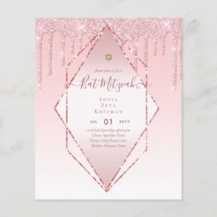 Glitzy BAT MITZVAH Invites Glitter Sparkles Modern Flyer