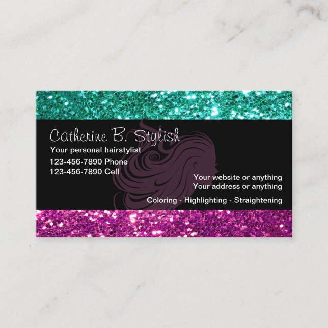 Glitzy Beauty Business Cards (Front)