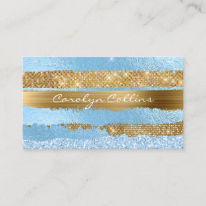 Glitzy Blue and Gold Glittery Business Card