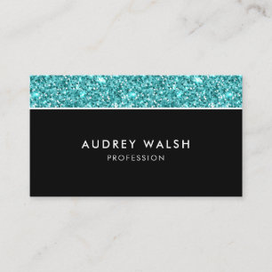 Glitzy Blue glitter feminine luxury professional Business Card