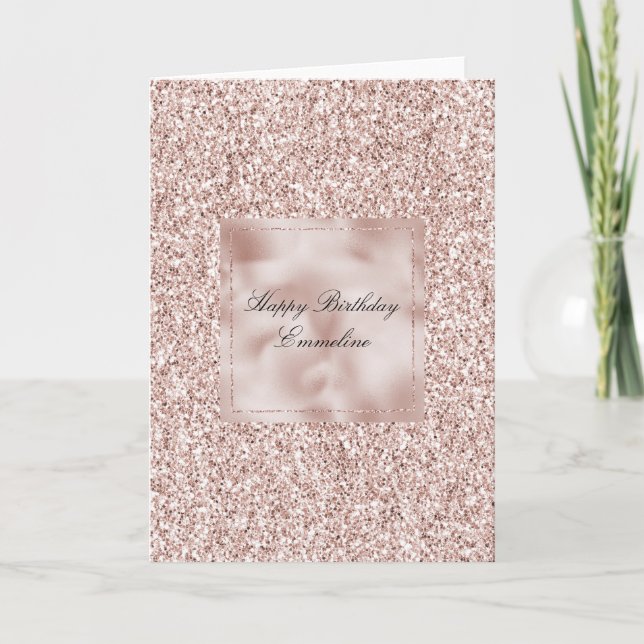 Glitzy Blush Pink Glitter Birthday   Card (Front)