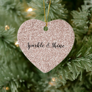 Glitzy Blush Pink Glitter     Ceramic Ornament
