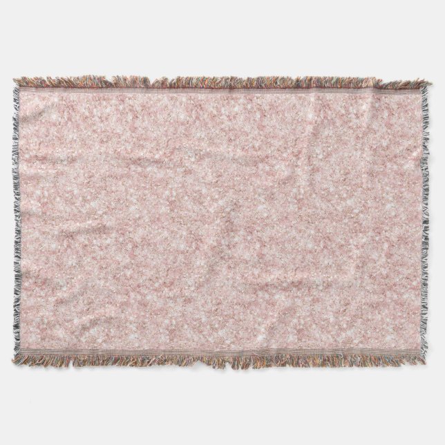 Glitzy Blush Pink Glitter Christmas Throw Blanket (Front)