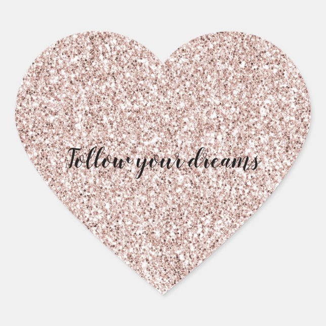Glitzy Blush Pink Glitter   Heart Sticker (Front)