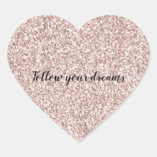 Glitzy Blush Pink Glitter   Heart Sticker