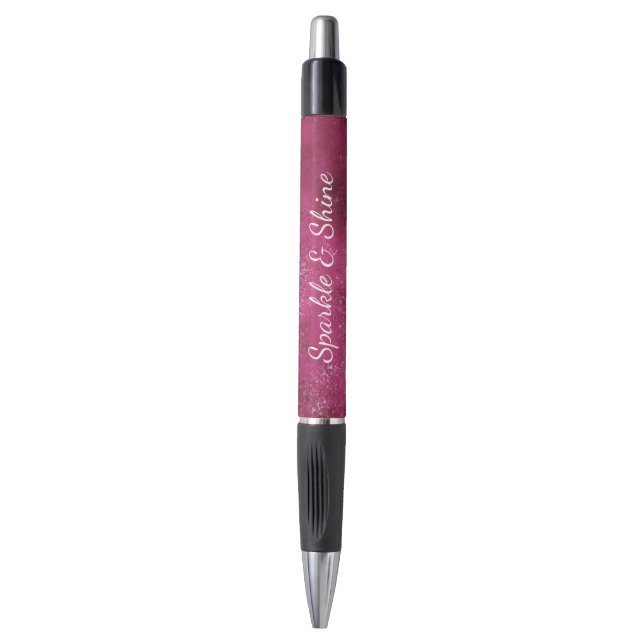 Glitzy Boysenberry Pink Glitter Sparkle Pen (Front Vertical)