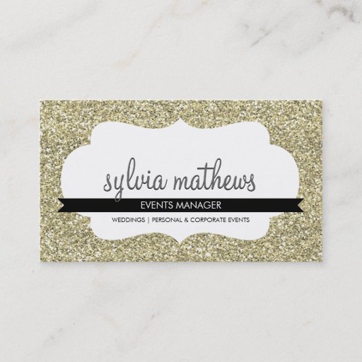 Customizable GLITZY BUSINESS CARD sparkly glitter pale gold