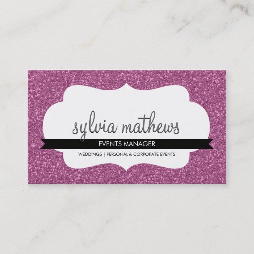 Customizable GLITZY BUSINESS CARD sparkly glitter pink