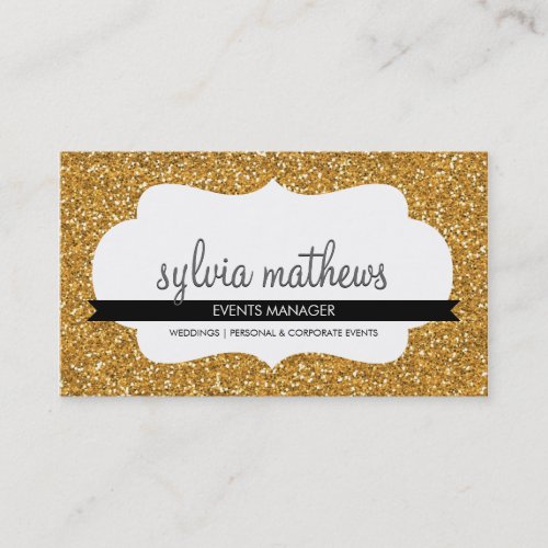 GLITZY BUSINESS CARD sparkly glitter rich gold