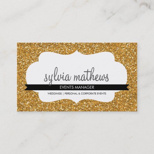 Customizable GLITZY BUSINESS CARD sparkly glitter rich gold