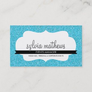 GLITZY BUSINESS CARD sparkly glitter turquoise