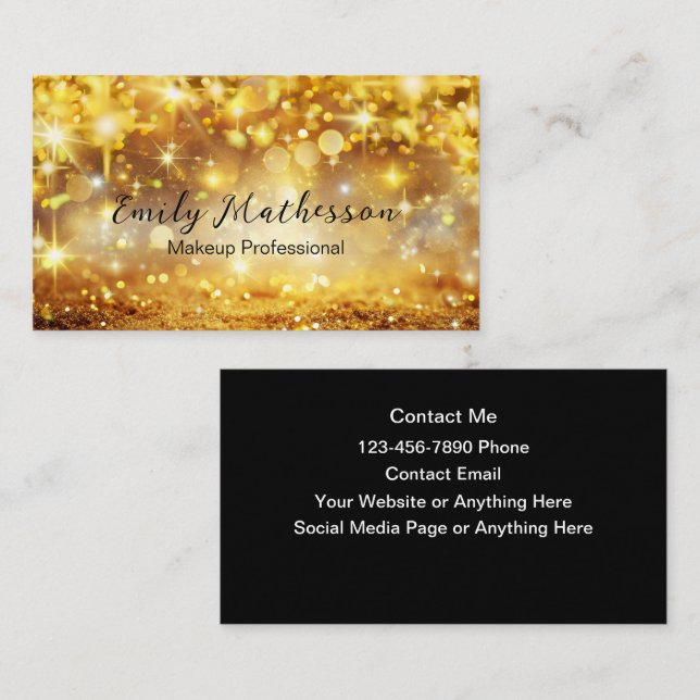 Glitzy Classy Makeup Artist Business Cards (Front/Back)