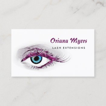 Glitzy Cosmetology Purple Lashes Eylash Extensions Business Card by GirlyBusinessCards at Zazzle