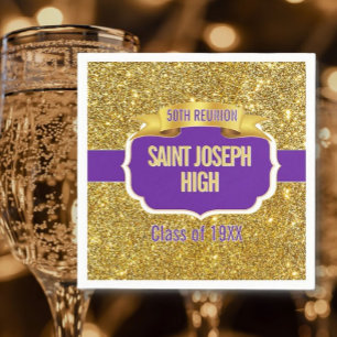 Glitzy, custom 50th Class Reunion Napkins