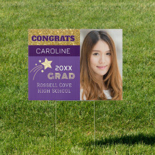 Glitzy! Custom Photo Graduation Yard Sign