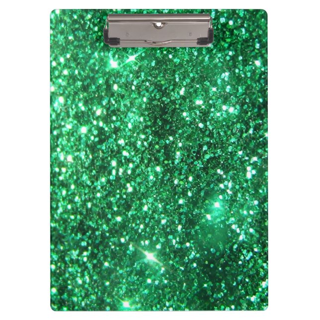 Glitzy Emerald Green Glitter Clipboard (Front)
