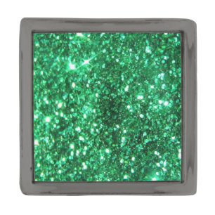 Glitzy Emerald Green Glitter Gunmetal Finish Lapel Pin
