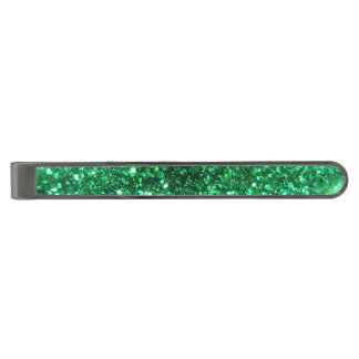 Glitzy Emerald Green Glitter Gunmetal Finish Tie Bar
