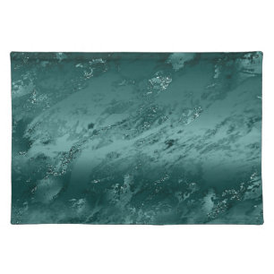 Glitzy Emerald Green Ombre Marble Cloth Placemat