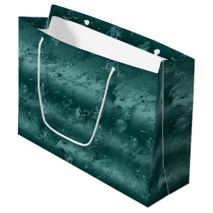 Glitzy Emerald Green Ombre Marble Large Gift Bag