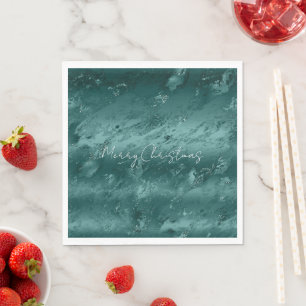 Glitzy Emerald Green Ombre Marble            Napkins