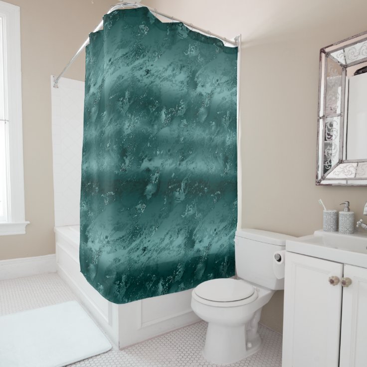 Glitzy Emerald Green Ombre Marble Shower Curtain Zazzle