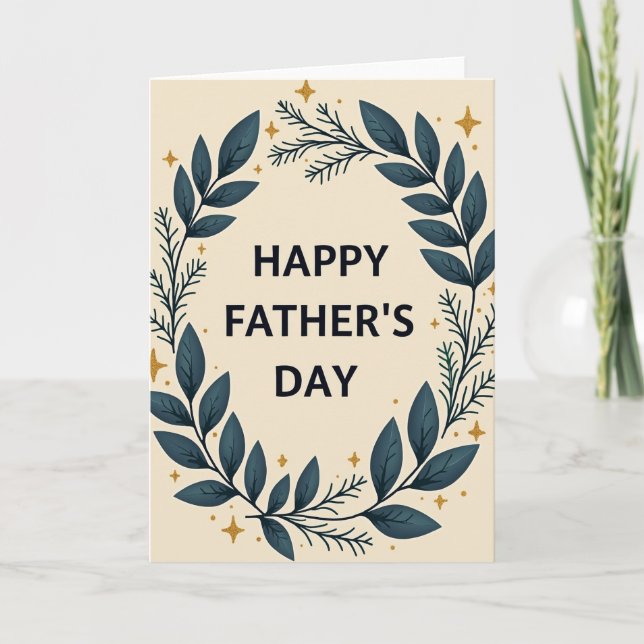 Glitzy Fathers Day Leaves Card (Front)