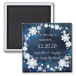 Glitzy Floral Wreath Winter Wedding Save The Date Magnet at Zazzle